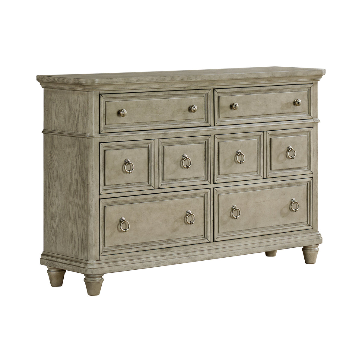 Whit-Ash Queen 4PC Bedroom Set with 2 Nightstands & Dresser in Light Grey