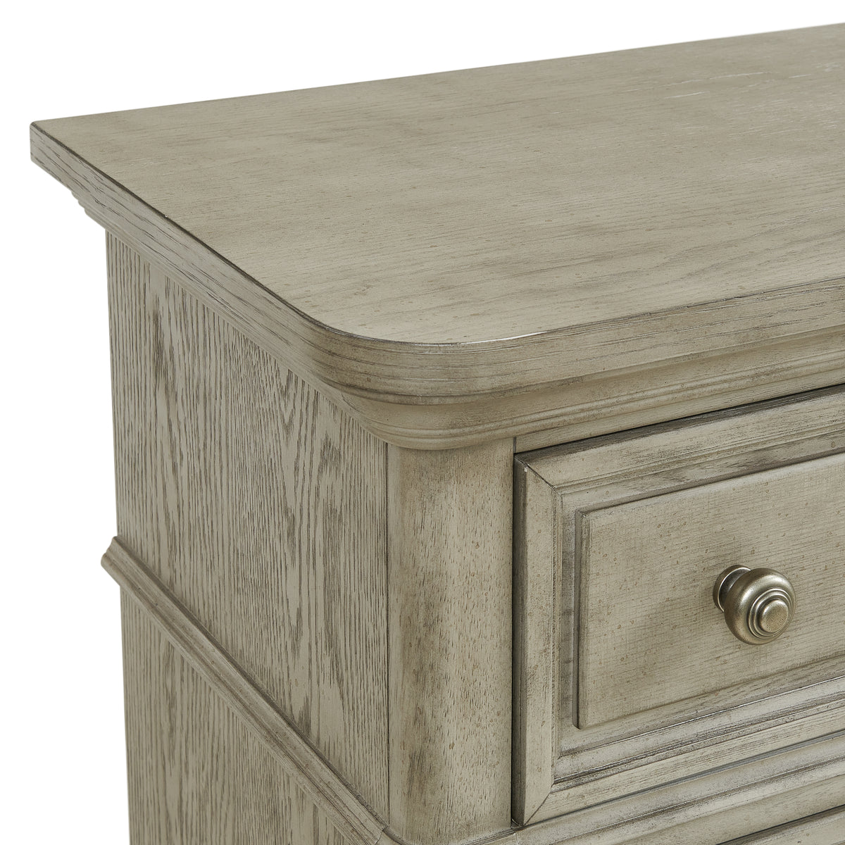 Whit-Ash Queen 4PC Bedroom Set with 2 Nightstands & Chest in Light Grey