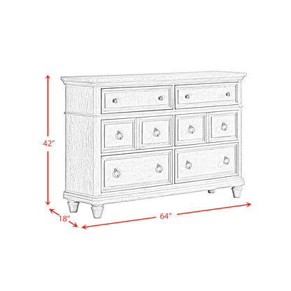 Whit-Ash 6-Drawer Dresser in Light Grey