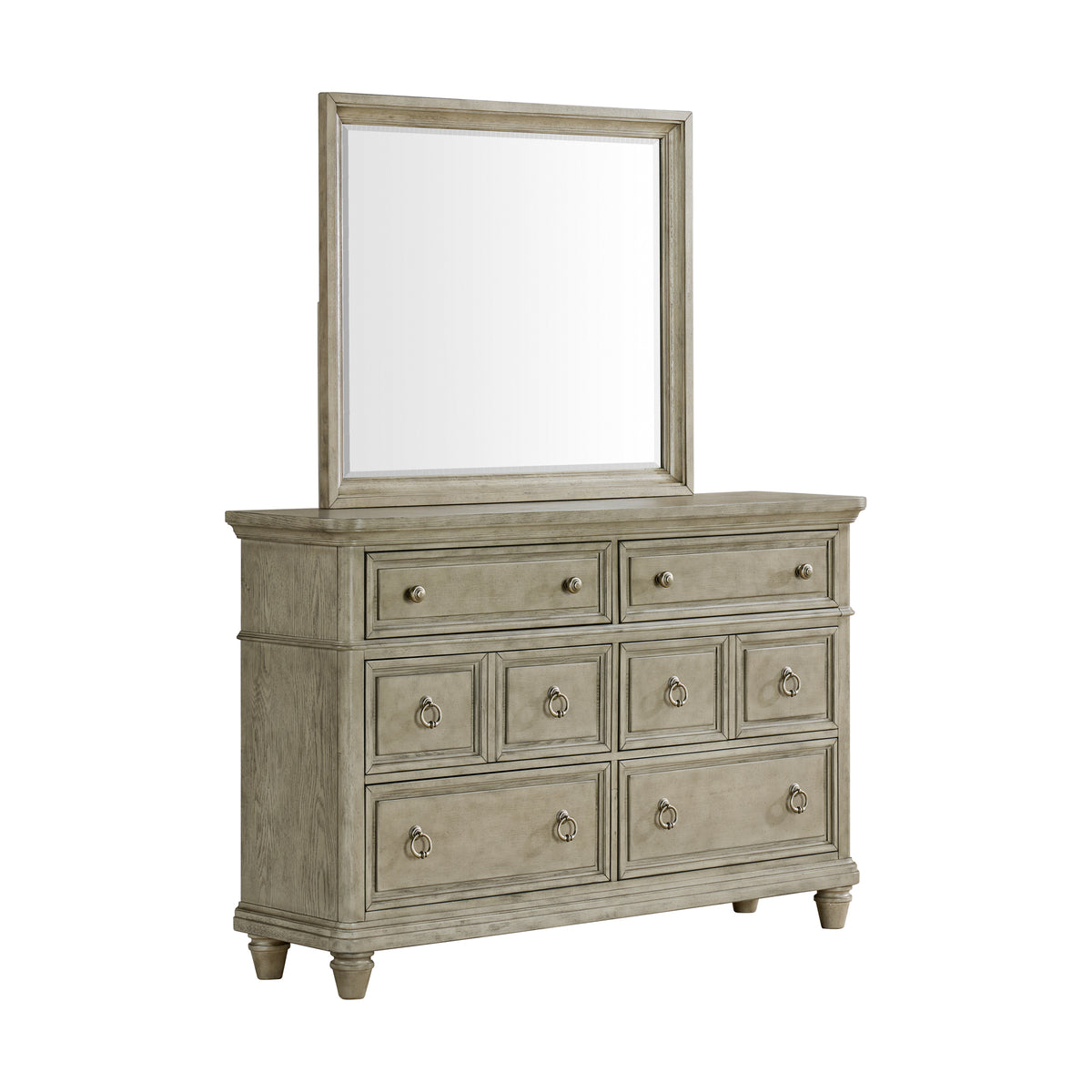 Whit-Ash Dresser And Mirror Set In Light Grey
