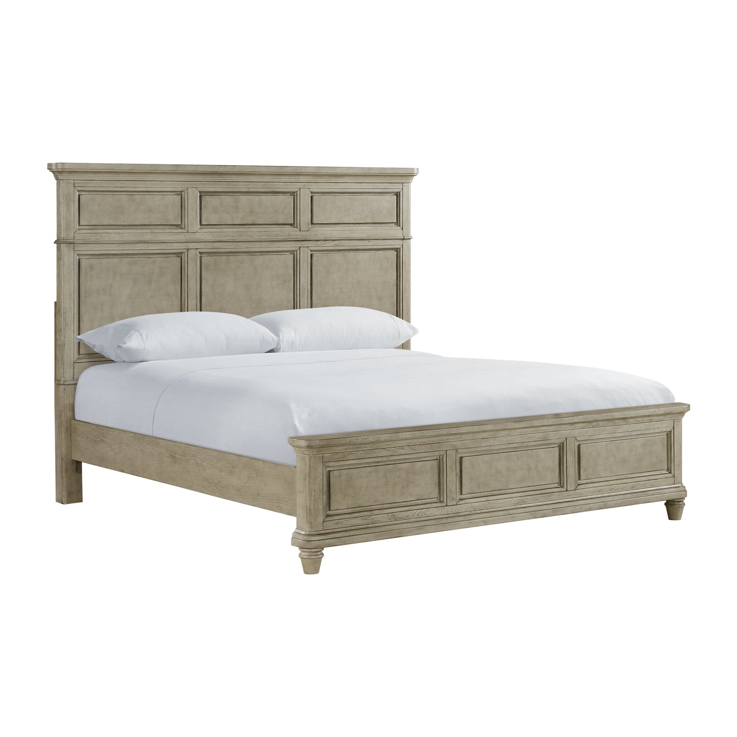 Whit-Ash King Panel 3PC Bedroom Set with Door Chest in Light Grey