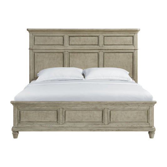 Whit-Ash King Panel Bed in Light Grey