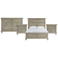 Whit-Ash Queen 4PC Bedroom Set with 2 Nightstands & Dresser in Light Grey