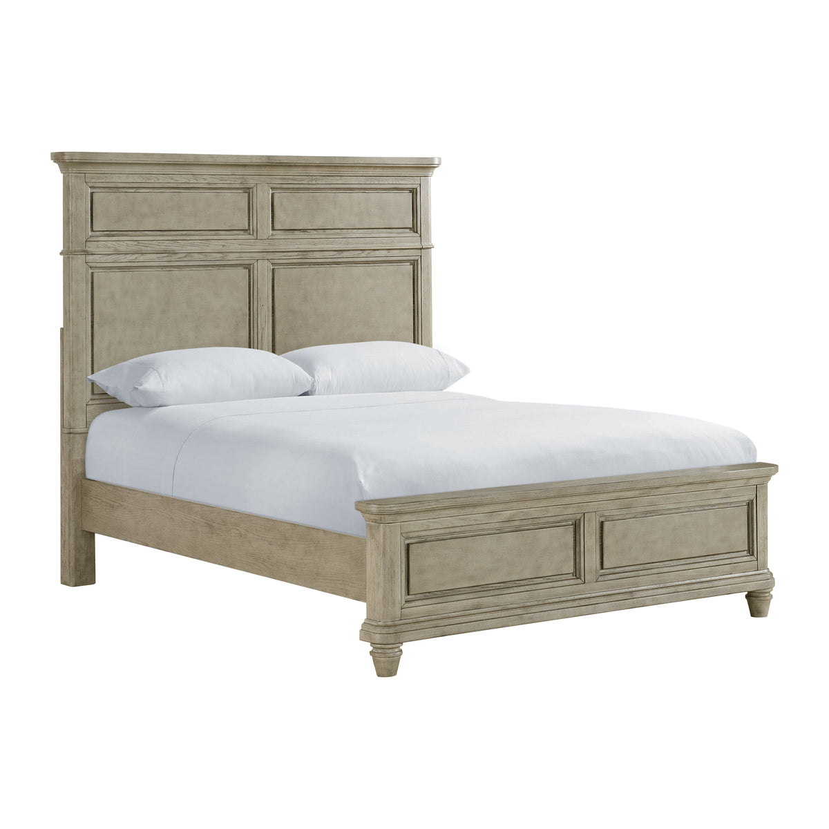 Whit-Ash Queen Panel 5Pc Bedroom Set With Door Chest In Light Grey