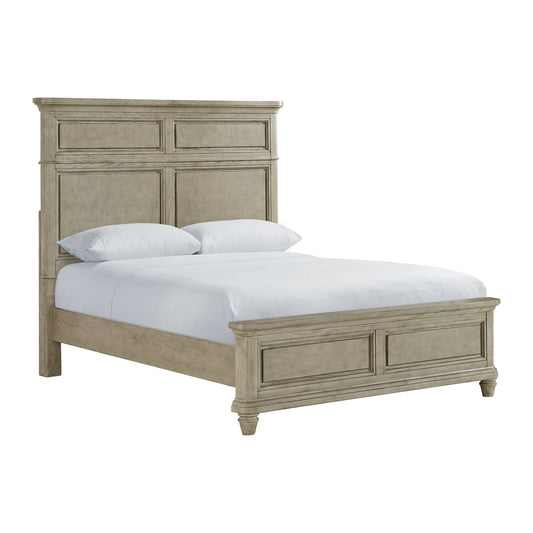 Whit-Ash Queen Panel 3PC Bedroom Set with Door Chest in Light Grey