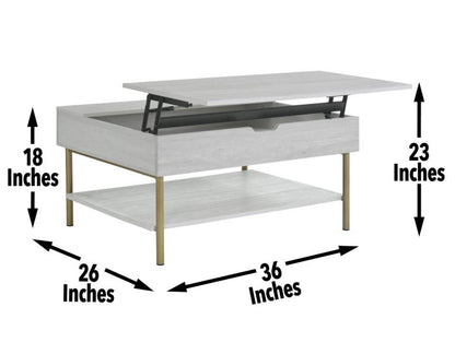 Whitman Lift-Top Cocktail Table in White & Metal