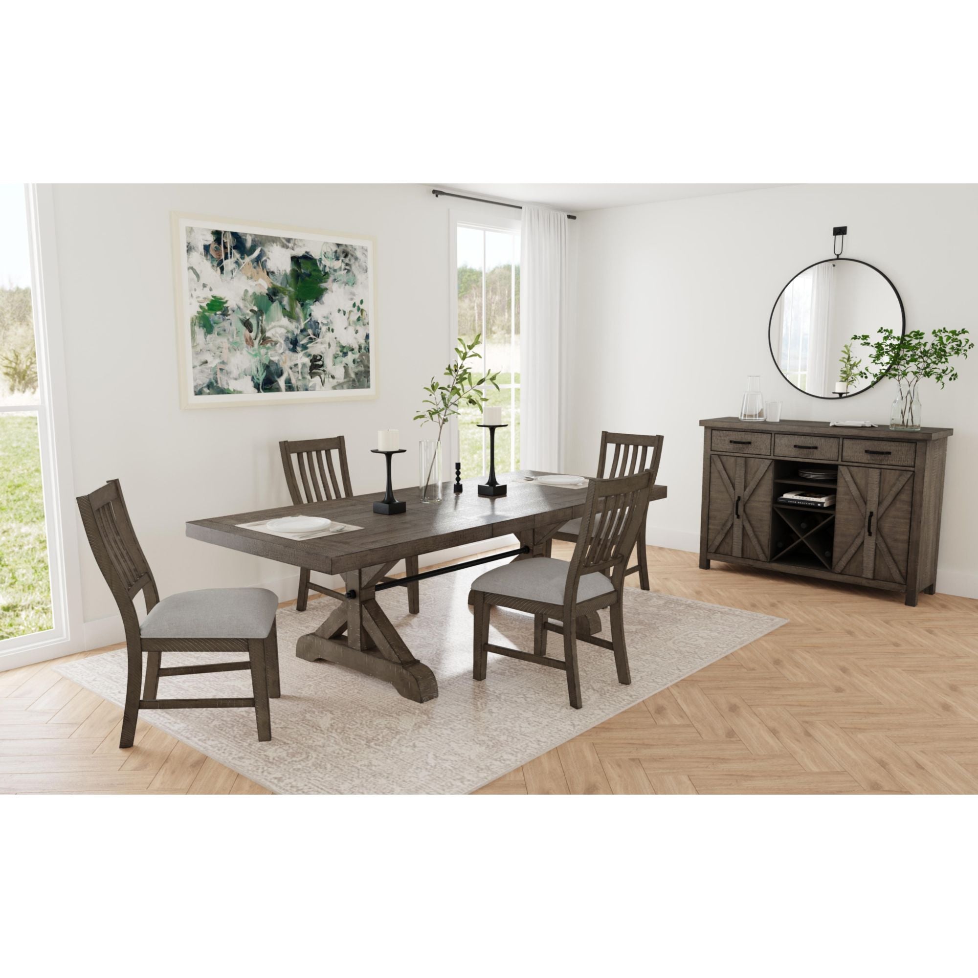 Yellowstone 5PC Standard Height Dining Set in Medium Brown-Table and Four Chairs