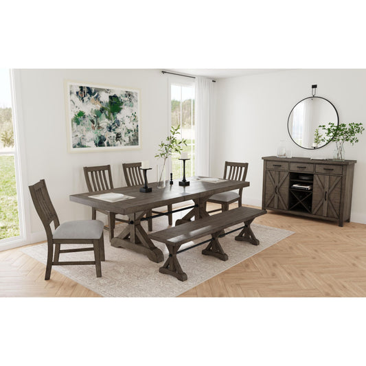 Yellowstone 6PC Standard Height Dining Set in Medium Brown-Table, Four Chairs & Bench