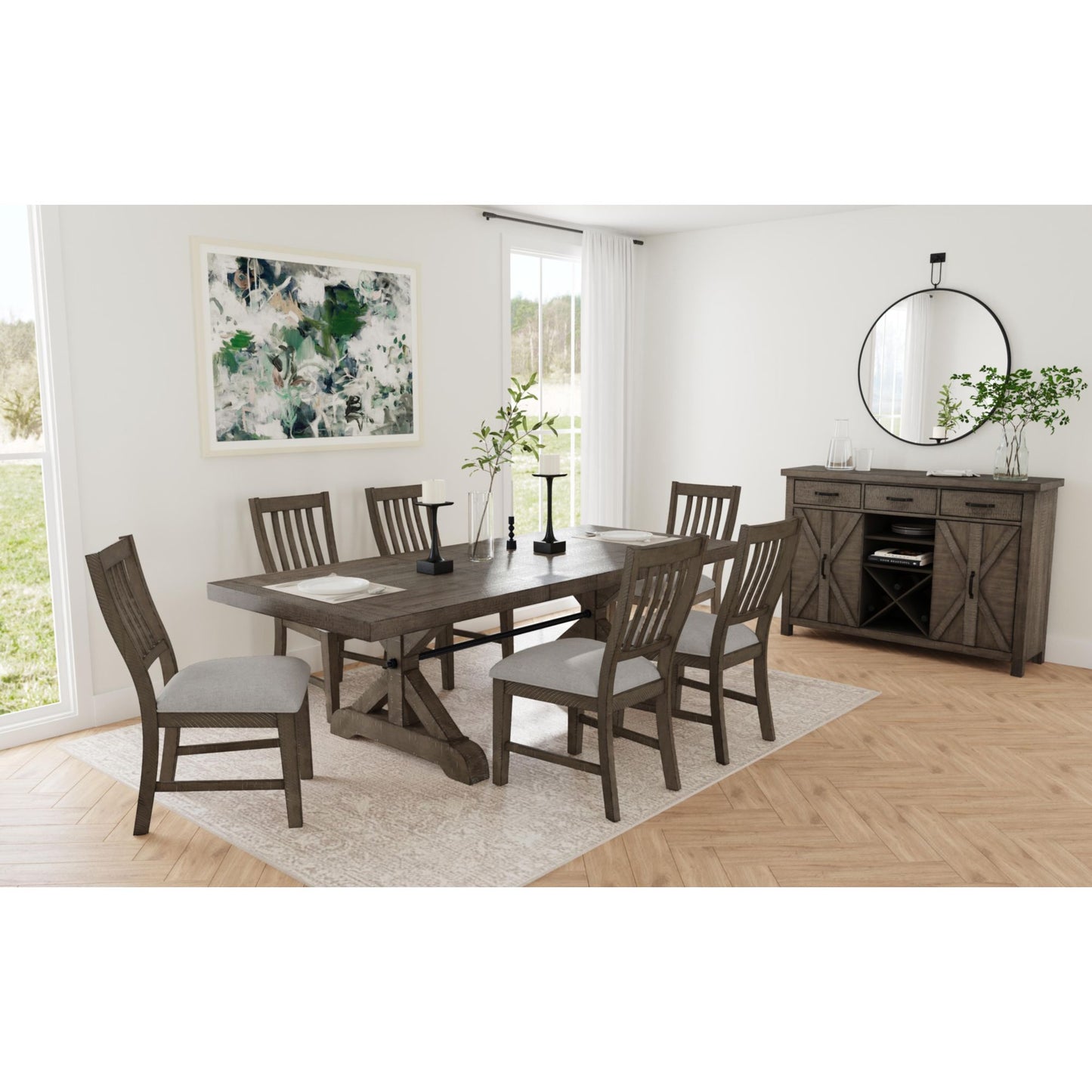 Yellowstone 7PC Standard Height Dining Set in Medium Brown-Table and Six Chairs