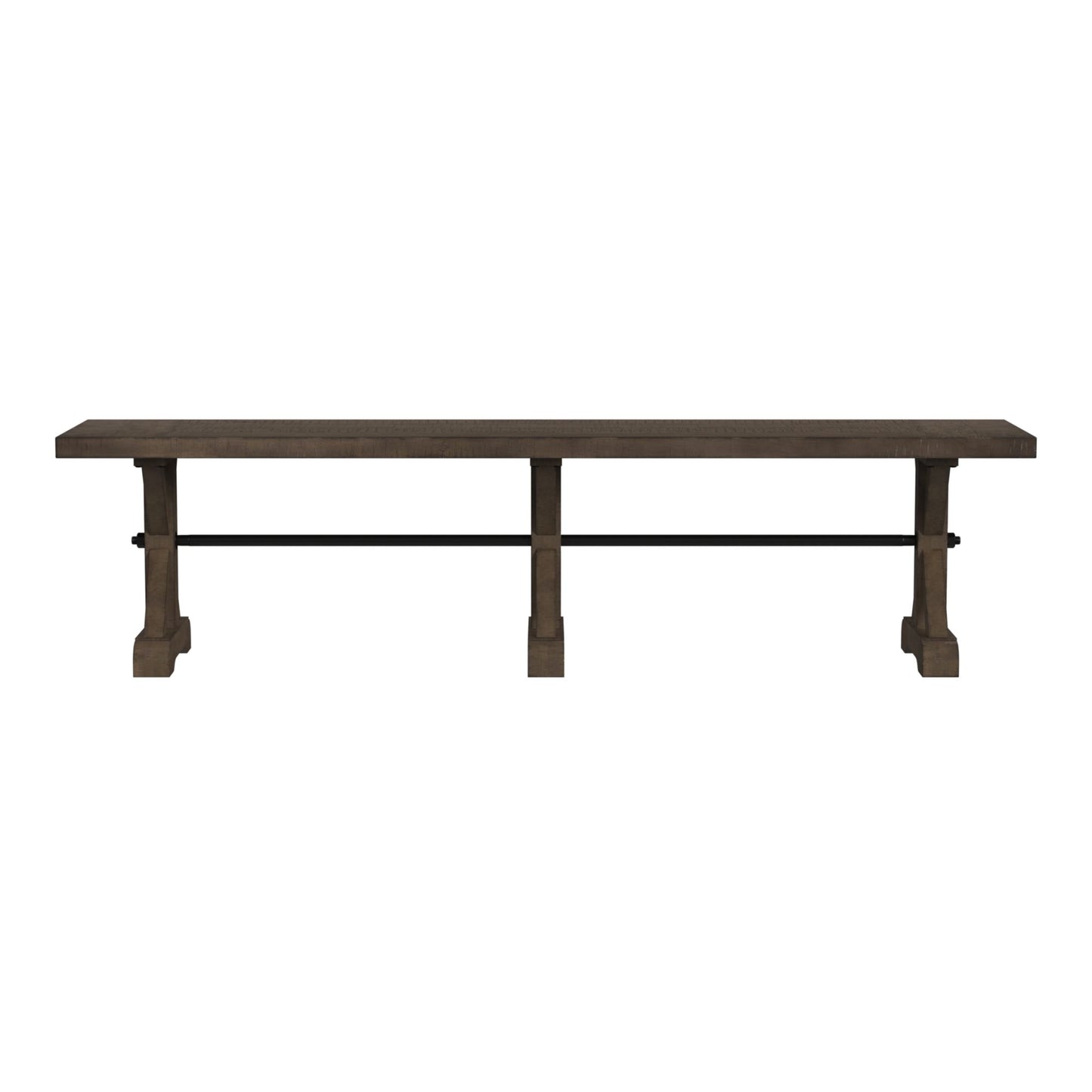 Yellowstone Dining Bench with Metal Bar cross in Medium Brown