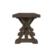 Yellowstone Dining Bench with Metal Bar cross in Medium Brown