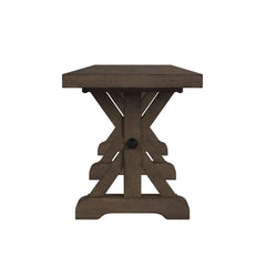 Yellowstone Dining Bench with Metal Bar cross in Medium Brown