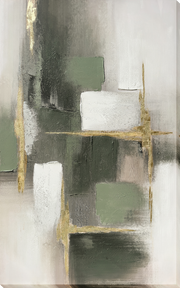 Verdant Structure II Hand-Embellished Wrapped Canvas w/Foil