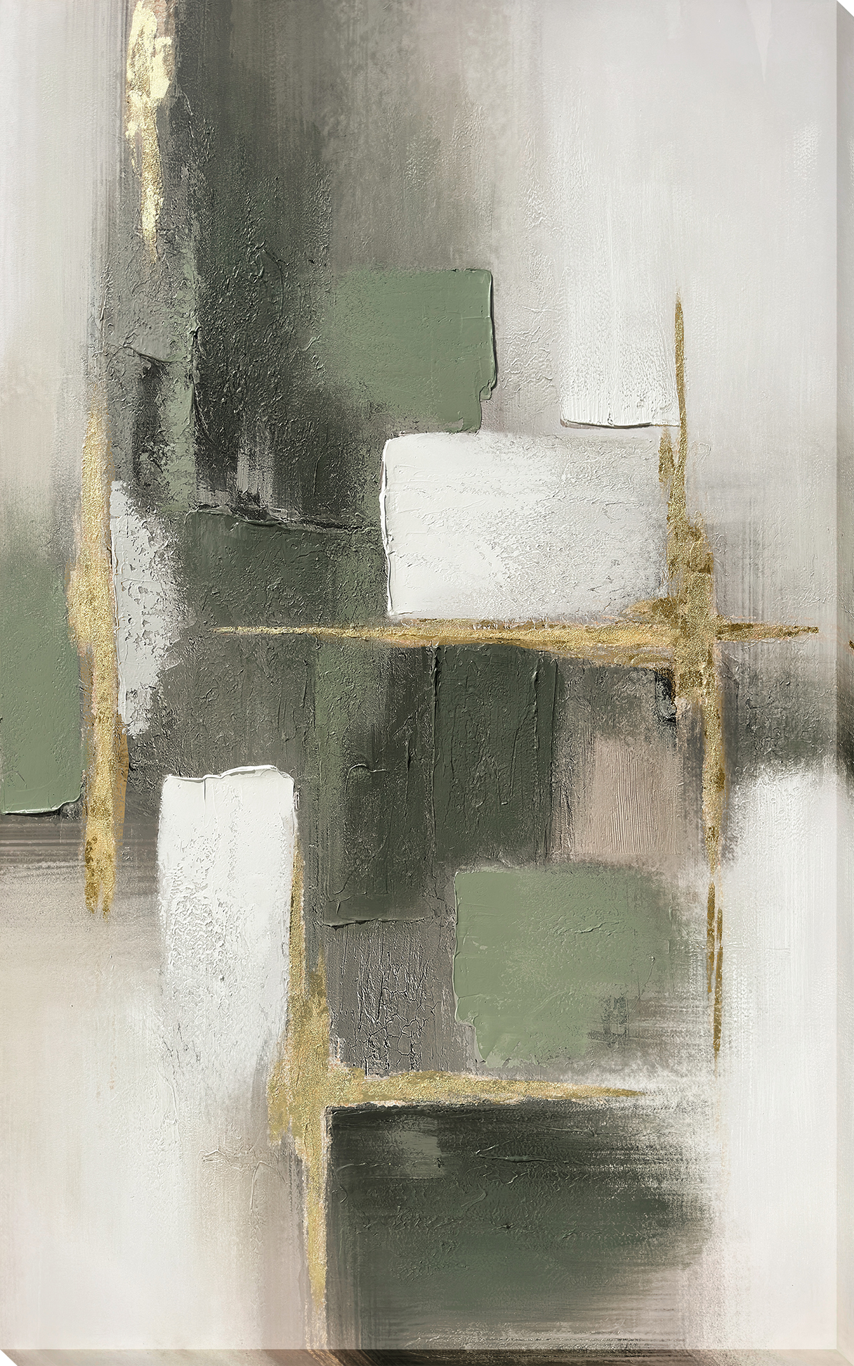Verdant Structure II Hand-Embellished Wrapped Canvas w/Foil