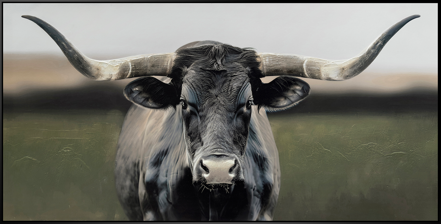 Majestic Longhorn Hand-embellished Canvas in Frame