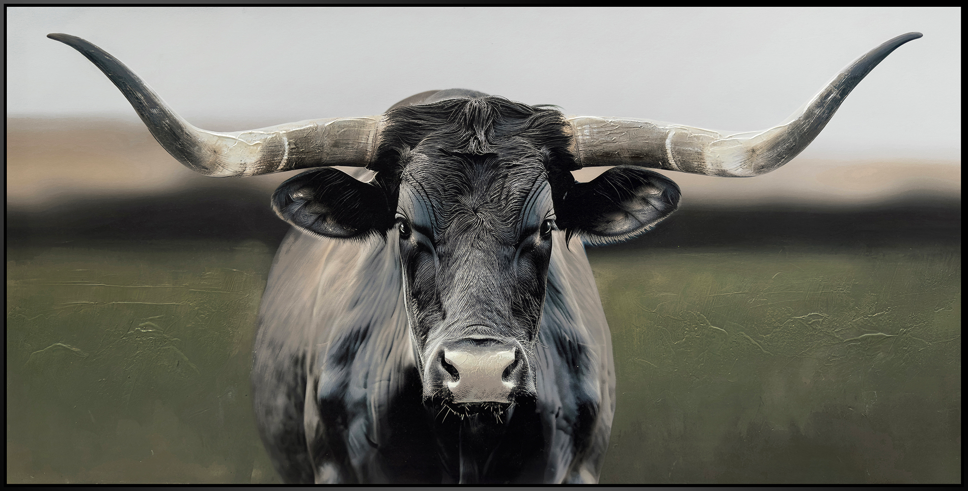 Majestic Longhorn Hand-embellished Canvas in Frame