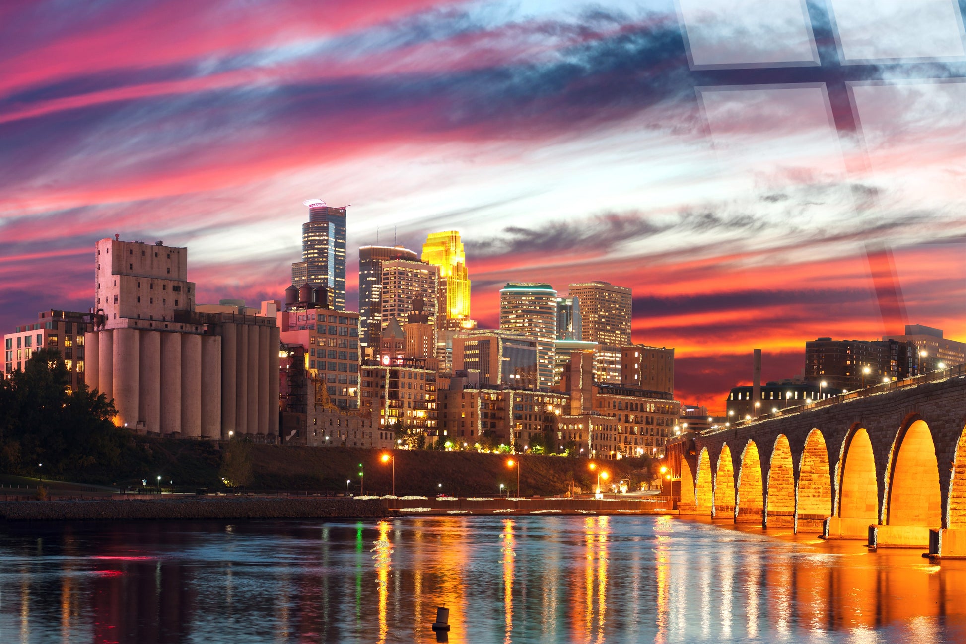 Minneapolis Cotton Candy Sky Tempered Glass w/Foil