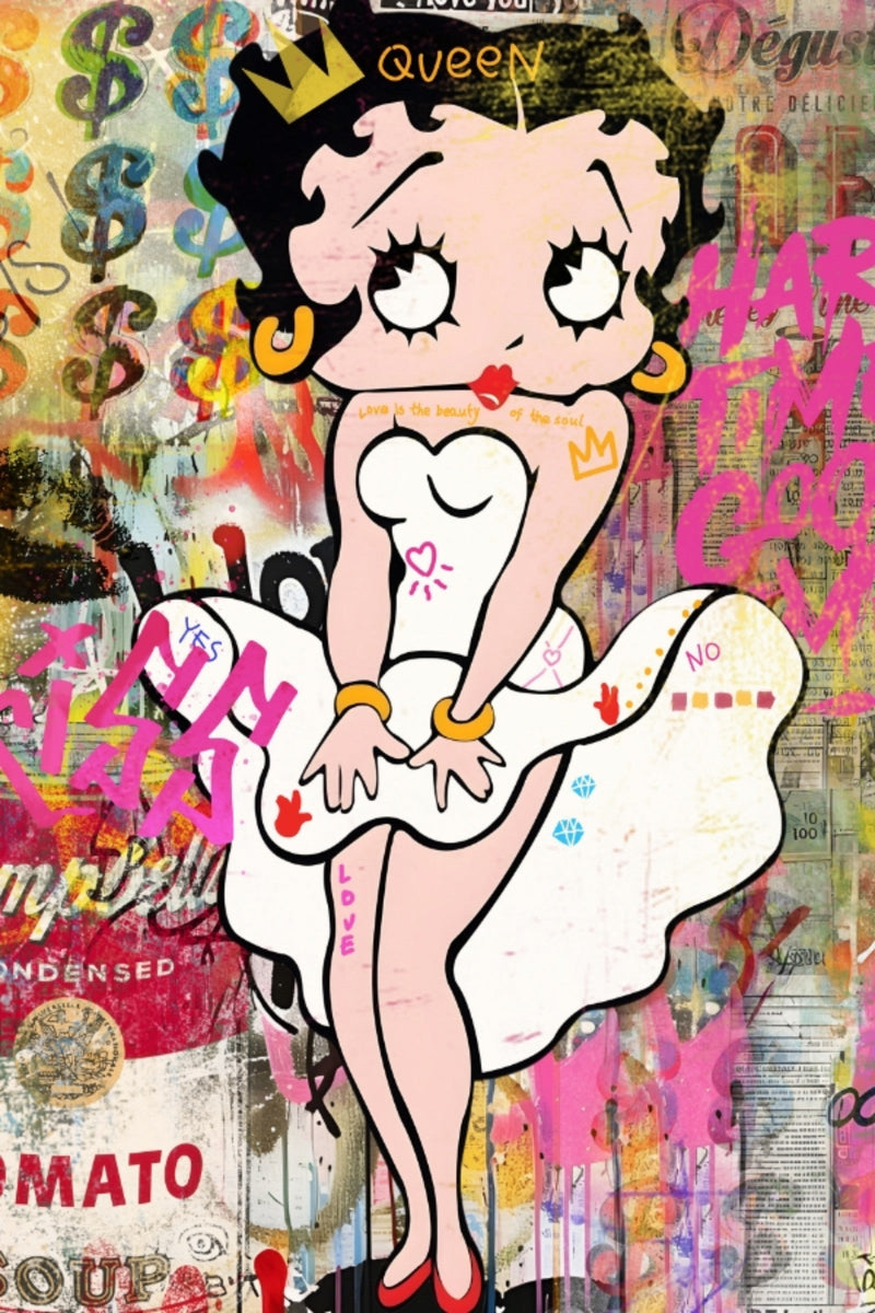 ''Betty Boop'' Hand-painted Gloss Canvas