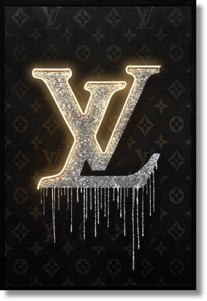 ''Luxurious Drip Logo Art'' Hand-painted LED in Frame