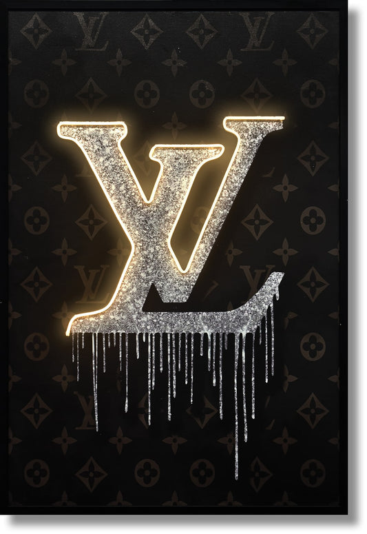 ''Luxurious Drip Logo Art'' Hand-painted LED in Frame
