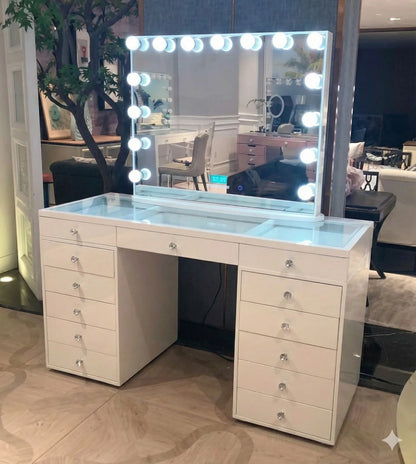 Sofia White Vanity Table with Drawers