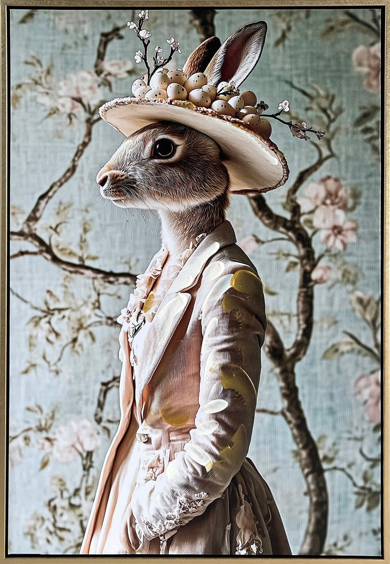 Garden Hare II Hand-Embellished Canvas in Frame