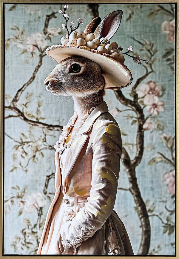 Garden Hare II Hand-Embellished Canvas in Frame
