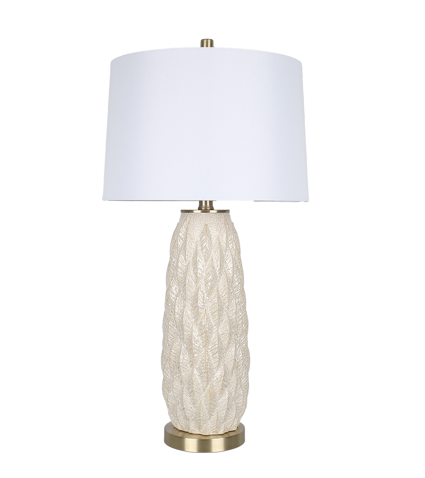 Textured Leaves Carved Ceramic & Metal Table Lamp (Case Pack 2)