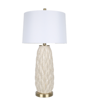 Textured Leaves Carved Ceramic & Metal Table Lamp (Case Pack 2)