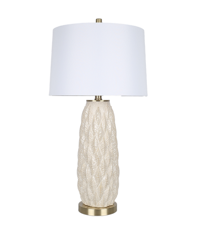 Textured Leaves Carved Ceramic & Metal Table Lamp (Case Pack 2)
