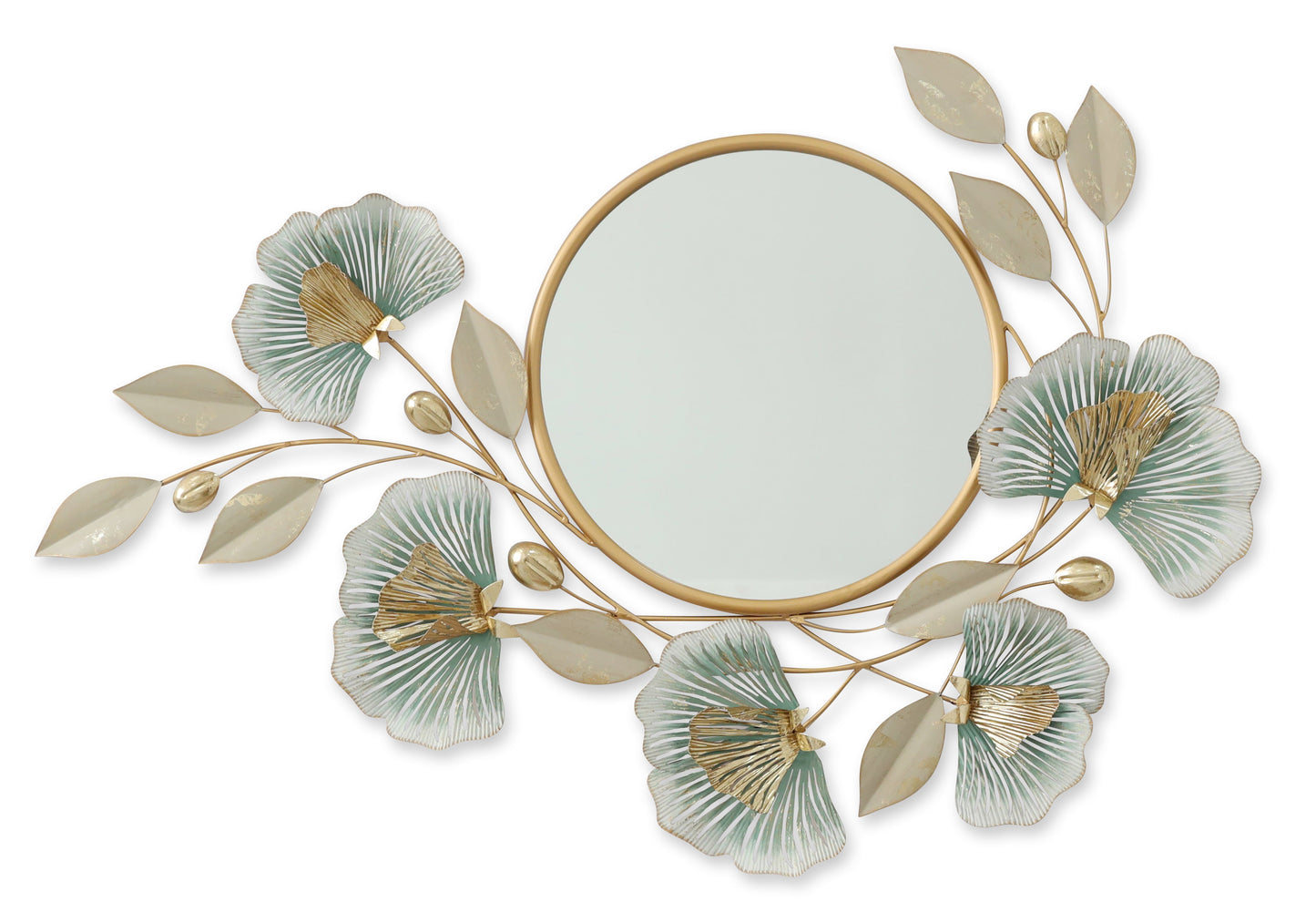 ''Floral Wall Mirror'' Metal Wall Art