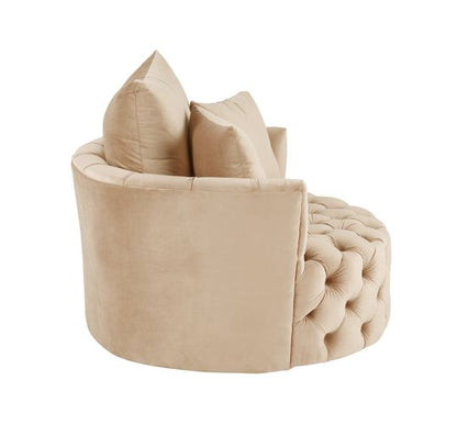 Silla decorativa de terciopelo Zunyas de 43" de ancho con asiento giratorio