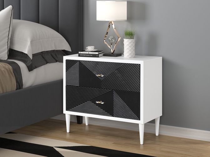 Mesa auxiliar rectangular Dubni con dos cajones