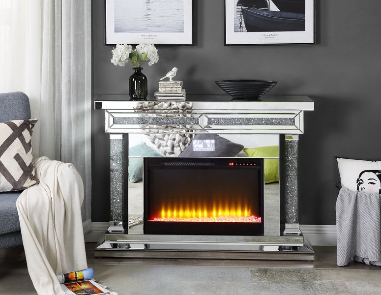 Chimenea Noralie Glam con Bluetooth e incrustaciones de diamantes falsos