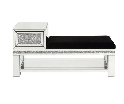 Noralie 47"L Glam Bench with Storage & Faux Diamonds Inlay
