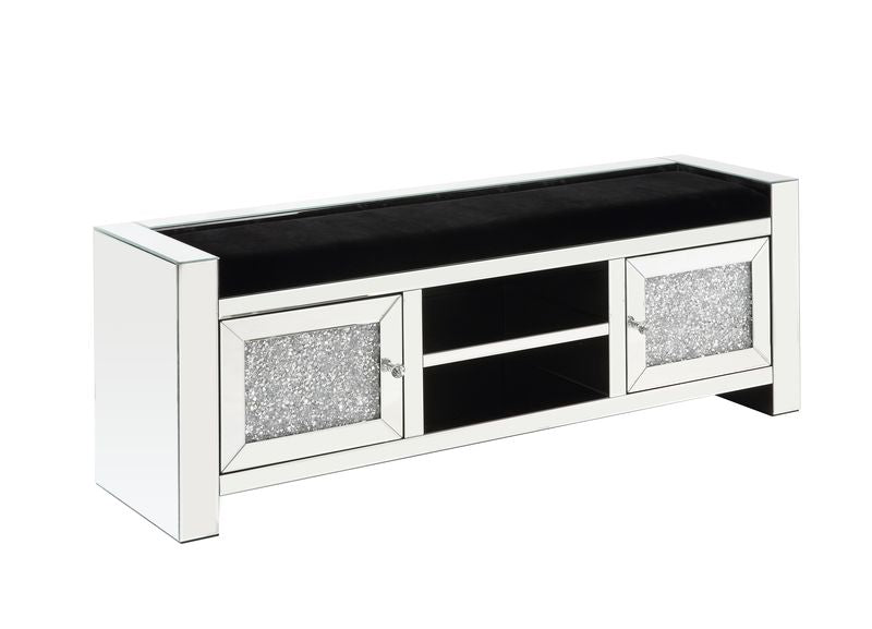 Noralie 59" Glam Storage Bench with Mirror