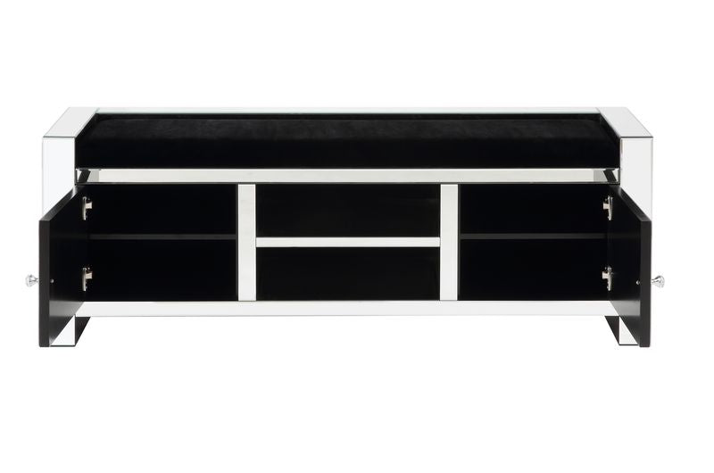 Noralie 59" Glam Storage Bench with Mirror