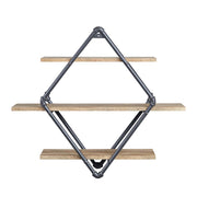 Brantley Diamond Shape Wall Rack with 3 Shelves