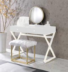 Adao 19"H Upholstered Vanity Mirror & Stool