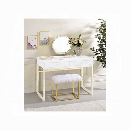 Espejo de tocador y taburete tapizado Adao de 19" de alto