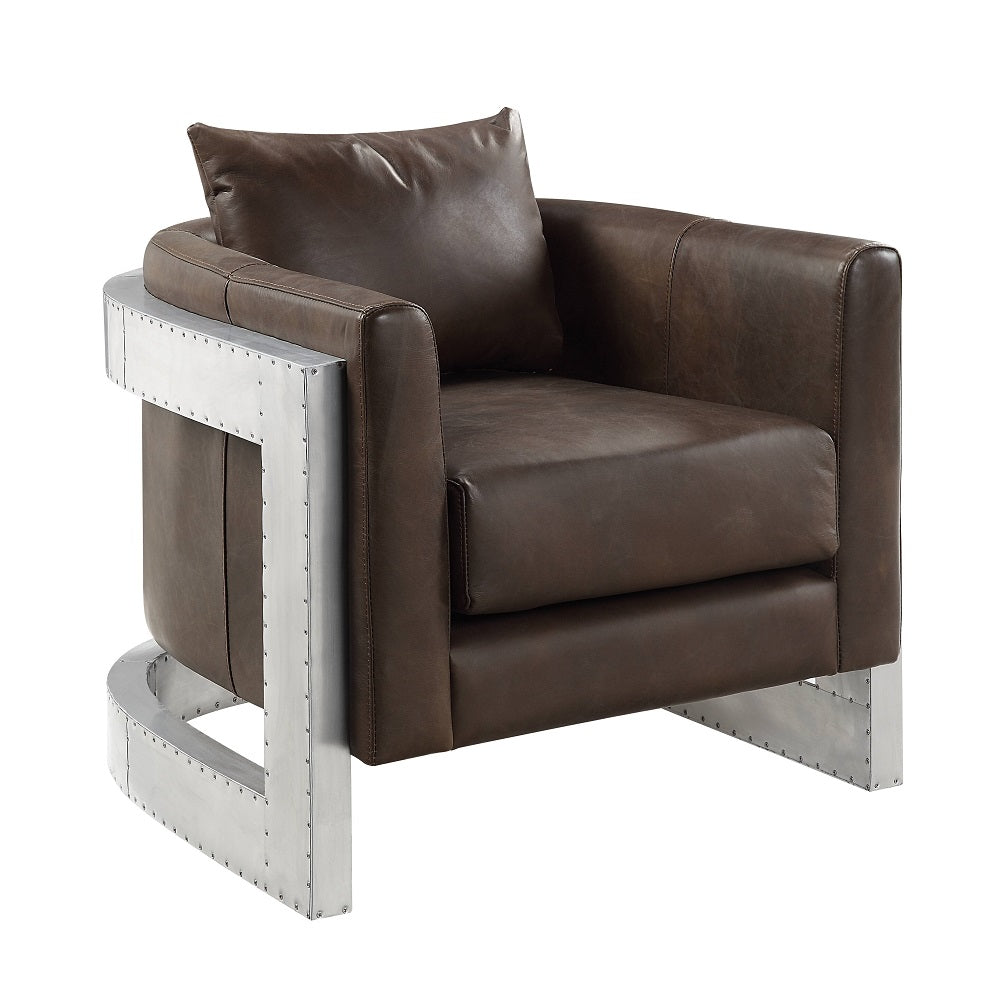 Silla decorativa Betla de cuero de grano superior