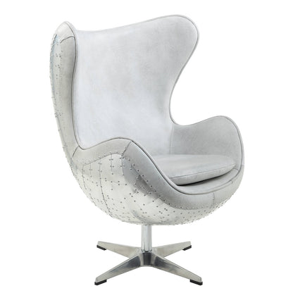 Brancaster Top Grain Leather Accent Egg Chair with High Back