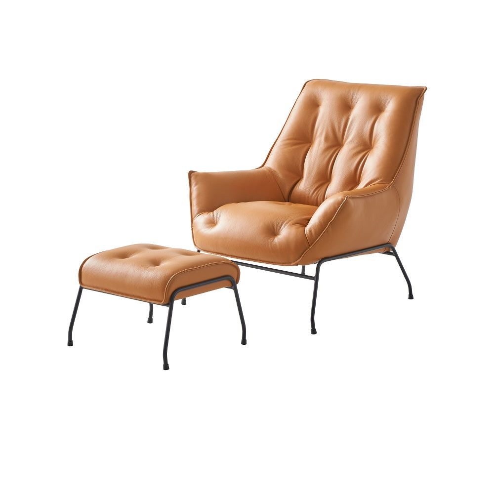 Silla decorativa tapizada Zusa de 35" de ancho y otomana