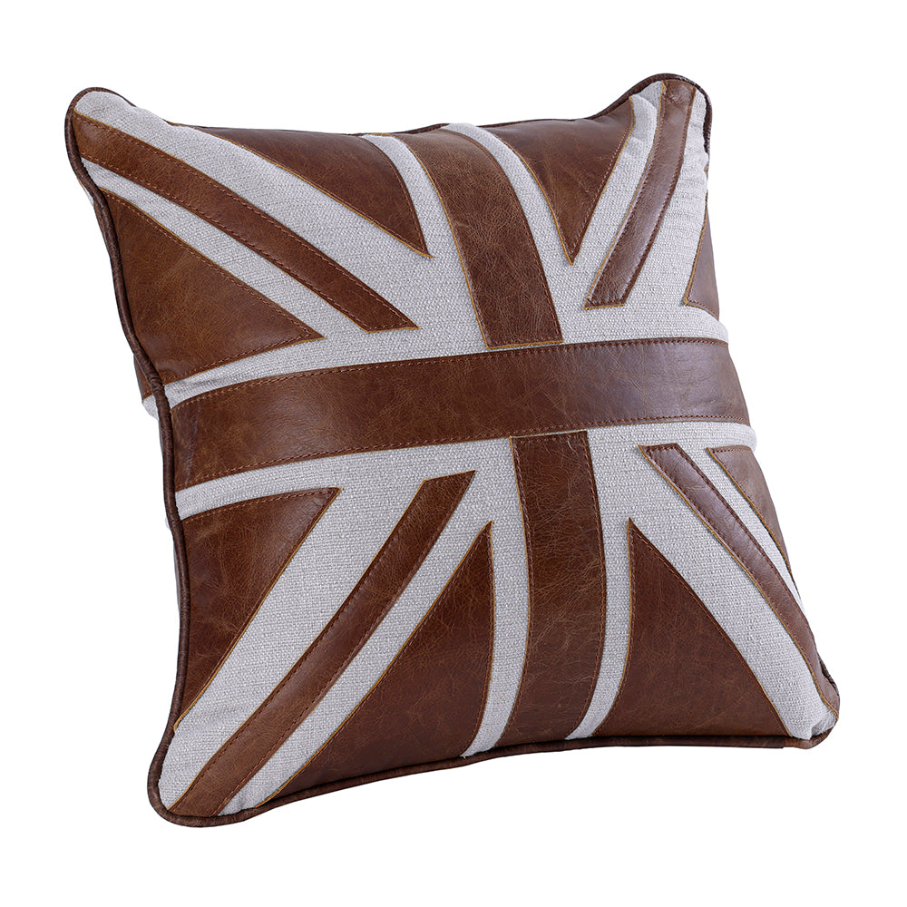 Brancaster Accent Cushion (Set of 2) - Brown Leather & Linen