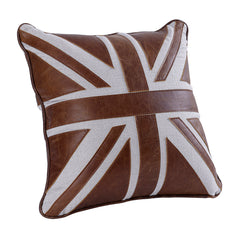 Brancaster Accent Cushion (Set of 2) - Brown Leather & Linen