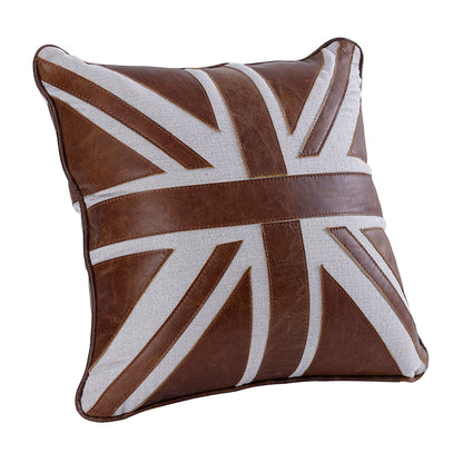 Brancaster Accent Cushion (Set of 2) - Brown Leather & Linen