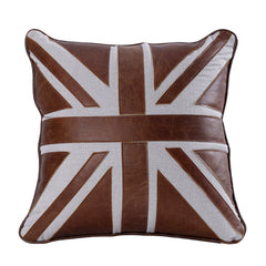 Brancaster Accent Cushion (Set of 2) - Brown Leather & Linen