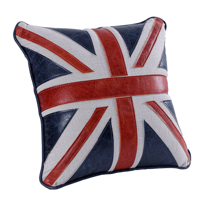 Brancaster Accent Cushion (Set of 2) - Vintage Blue & Red Leather & Linen