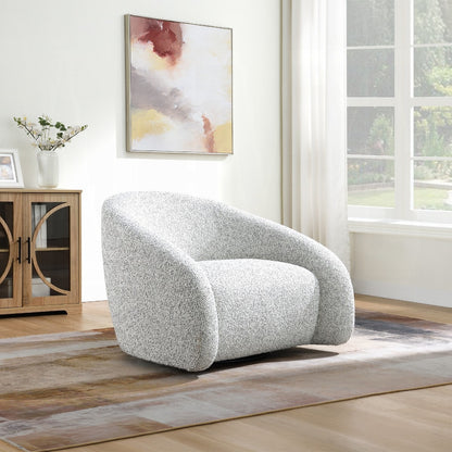 Zoey Accent Chair w/Swivel - White & Gray Two Tone Tweed