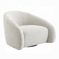 Zoey Accent Chair w/Swivel - White & Gray Two Tone Tweed